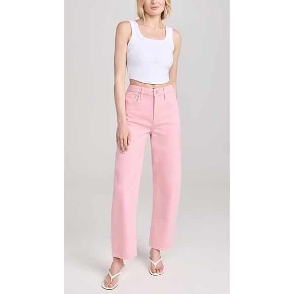 Frame Pink Long Barrel Jeans New Size 30 Pants Womens $268 LBL728 High Rise - Picture 1 of 9